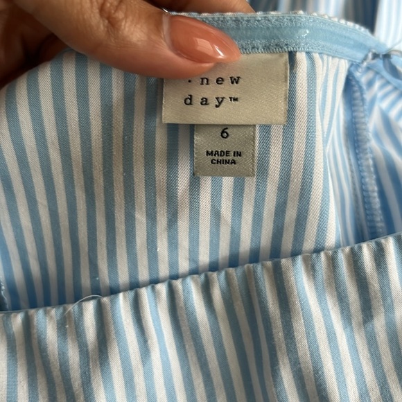 A New Day Blue and White Striped Dress with Belt - Picture 7 of 9